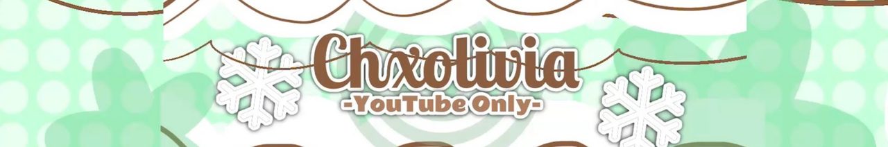 chxolivia channel banner: the name in chocolate-brown letters on mint polka dots, with snowflakes